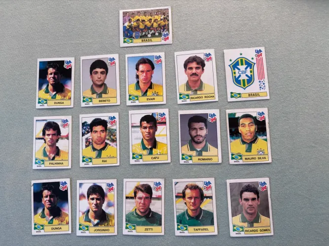 Lote com 16 figurinhas copa de 94 seleção brasileira