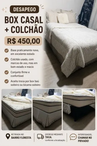 Vendo ou troco box casal mais colchão