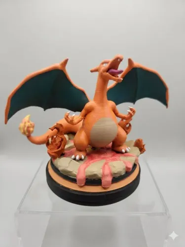 ? CHARIZARD ACTION FIGURE 3D PINTADO À MÃO | DECORAÇÃO GEEK PREMIUM + BASE TEMÁTICA ?