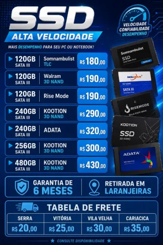 SSD SATA lll DE 120GB A 480GB deixe seu pc e note muito mais rapido garantia de 6 meses 