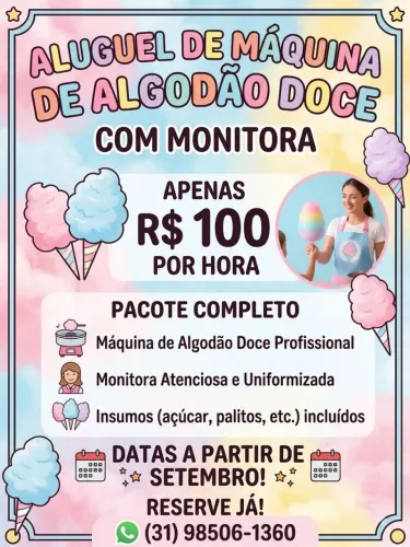 Aluguel de Máquina de Algodão Doce