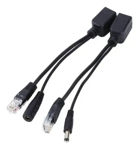 Par Cabo Adaptador PoE RJ45 12V 2A Ethernet até 30m Câmera IP Injetor Splitter