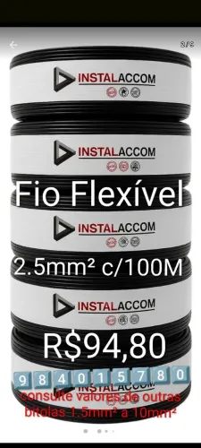 Fio cabo 2.5mm² c/100 metros. LACRADA 