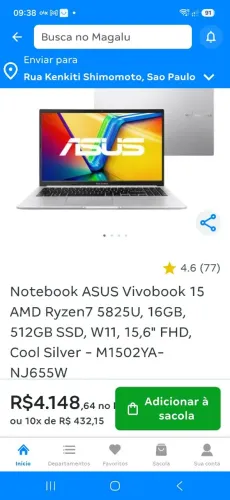 Asus vivobook Ryzen 7 5825u 16gb ram ddr4 versão com windows 11 tela ips novo lacrado