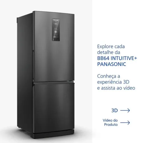 Geladeira Panasonic Intuitive+ Frost Free Inverter 475L - Black Inox Look