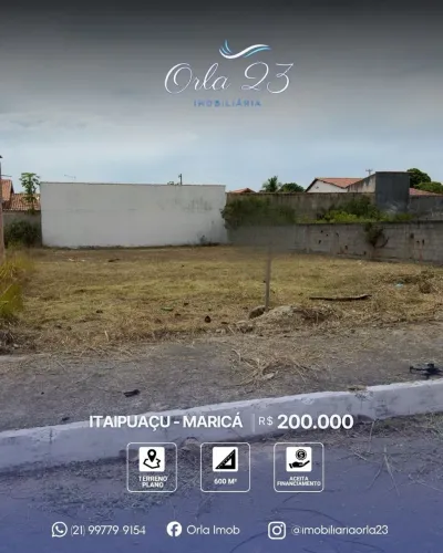 ITAIPUAÇU, ORLA 23 IMOBILIÁRIA VENDE! TERRENO PLANO COM ÓTIMA LOCALIZAÇÃO.