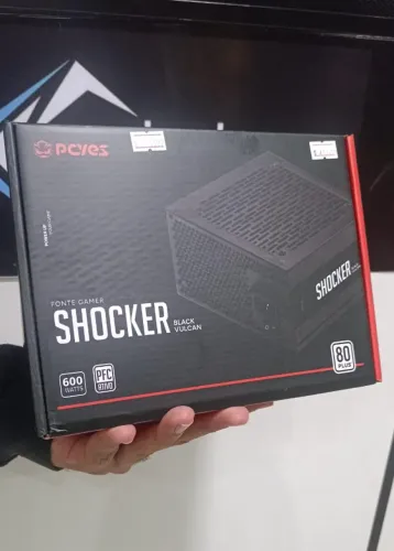 Fonte Gamer Pcyes Para Pc Shocker Black Vulcan 600w 80Plus Instalamos Coimbra Computadores