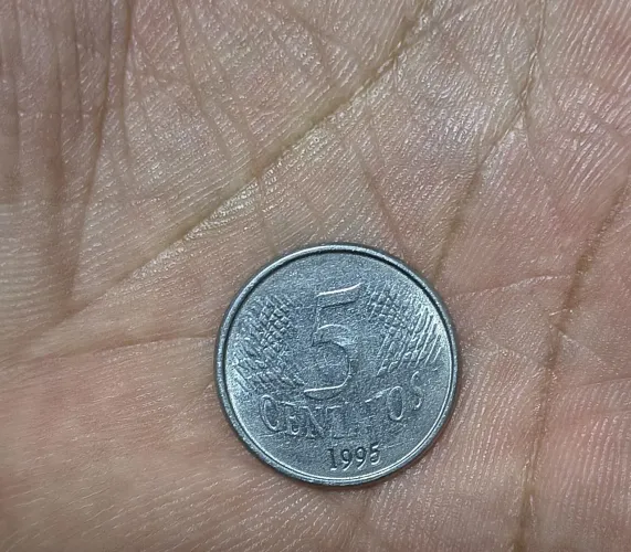 Moeda 5 centavos 1995 com erros