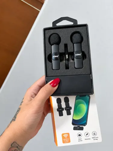 Microfone de Lapela Duplo Sem Fio Lelong (Plug and Play)