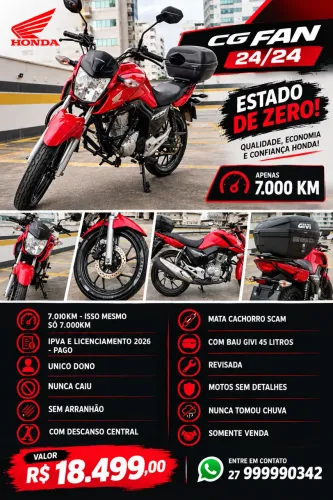 Vendo CG Fan 2024 com 7.000km