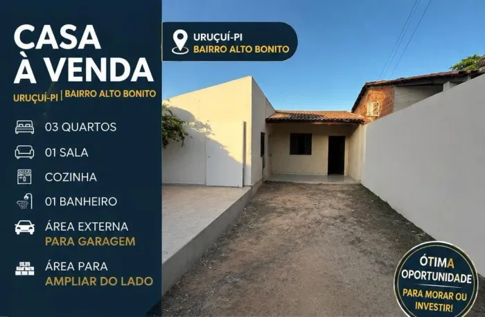 Vende-se está casa localizada no bairro alto bonito em Uruçuí Piauí casa toda forrada