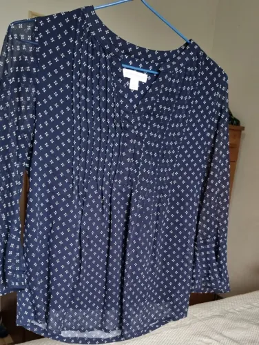 Camisa Charter Club Feminina Original Branca com Estampa Rosa| Excelente Estado
