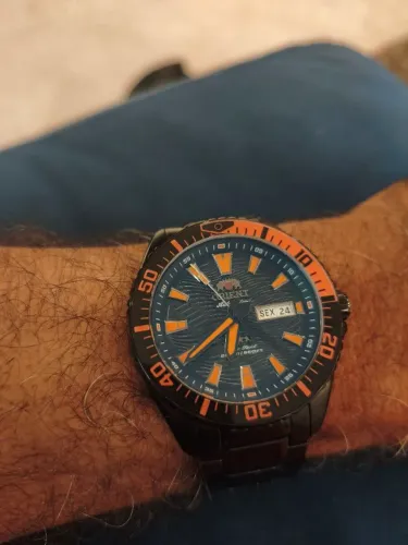 Relógio Orient Sea sport 200m laranja automático 