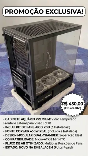 Gabinete ATX Aquário + Fans RGB