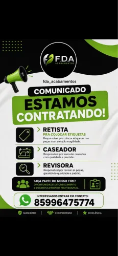 Preciso de pessoas com responsabilidade e interesse para trabalhar