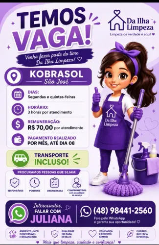 Vaga limpeza empresarial