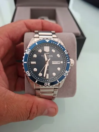 Relógio Technos Automático <br><br>Caixa<br>NF<br>Garantia <br>Azul<br>42mm<br><br>Valor 600