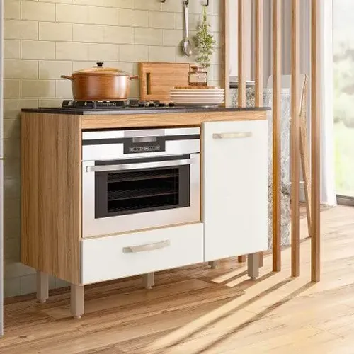 LACRADO | Balcão Cooktop 04 Bocas 1,05m Freijó / Off White (Nicioli)