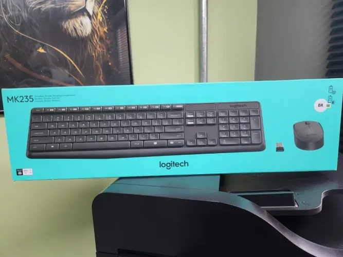 KIT TECLADO E MOUSE LOGITECH MK235 PRETO S/ FIO 