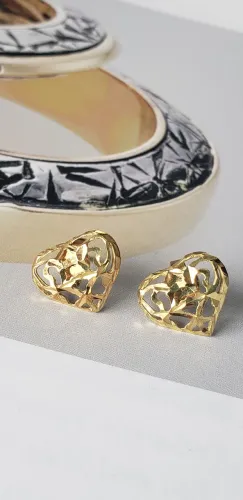 Brincos Ouro 18k Coração  