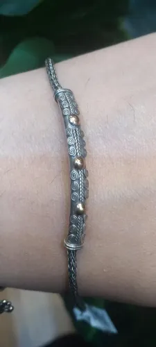 Pulseira prata Bali com ouro 18k