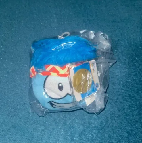 Club penguin pelúcia puffle azul jakks pacific (com moeda e etiqueta)