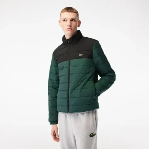 Jaqueta Lacoste Acolchoada E Resistente À Água - Preto+verde