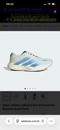 Tênis Adidas Adizero Evo Sl  - Branco+Azul Claro
