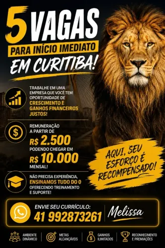 VAGA INICIO IMEDIATO EM CURITIBA