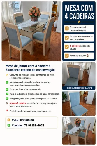Mesa com 4 cadeiras