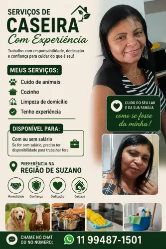 SERVIÇOS DE CASEIRA - COM EXPERIÊNCIA