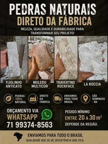 Pedras 100% naturais direto da fábrica