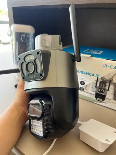 Kit 2 Câmera Segurança Ip App Icsee Lente Dupla Cor Preto