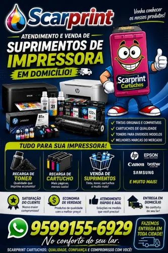 Suprimentos vendas e recargas de impressoras em domicílio 