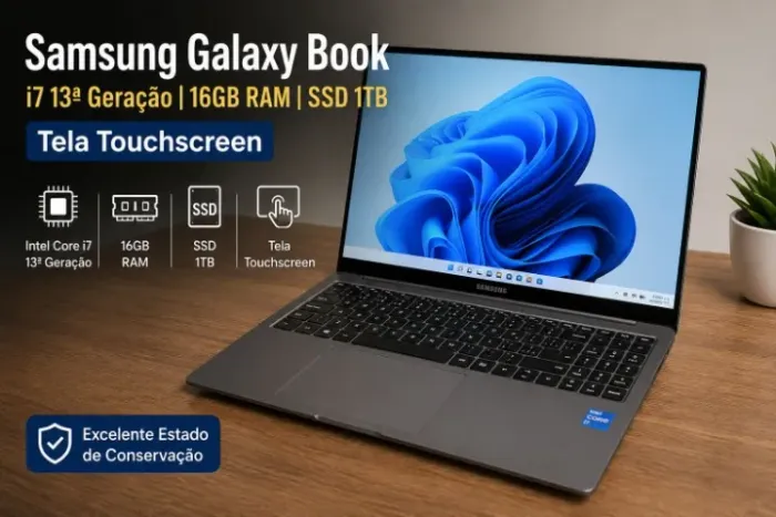 Samsung Galaxy Book 750QFG - i7 13a Geração | 16GB RAM | SSD 1TB