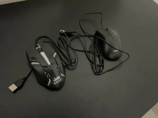 Kit 2 mouses com fio knup e lehmox preto