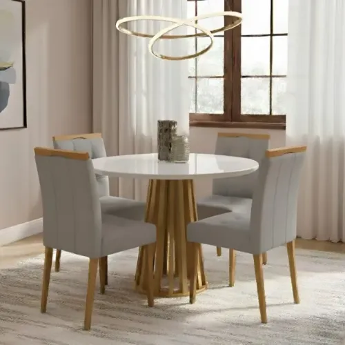 Mesa Jantar Berlim Redonda 1,00m 4 Cadeiras 100% MDF Produto Novo!! Pronta Entrega!!