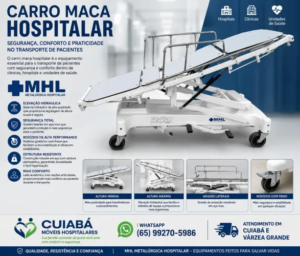 O carro maca hospitalar é um equipamento essencial para transportar pacientes