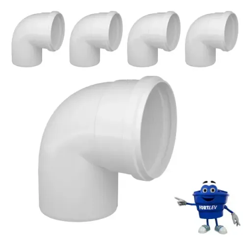 Canto Joelho Cotovelo Esgoto 100mm 90° Fortlev - Kit com 5 unidades