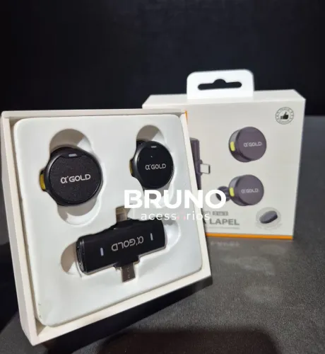 Microfone lapela 2 em 1 gold