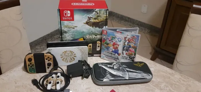 Nintendo Switch Edição Zelda Tears of The Kingdom -> Seminovo + Jogos mídia física