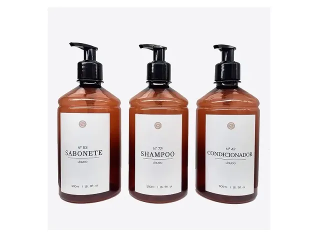 Kit de 3 potes de shampoo, condicionador e sabonete
