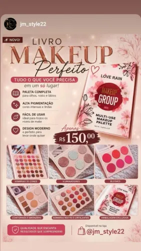 Paleta de maquiagem em livro
