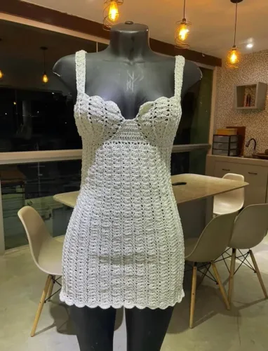 Vestido de crochê usado 1x