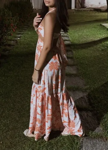 Vestido longo estampado