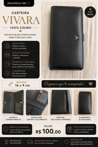 Carteira Vivara de couro