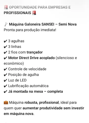 Vende-se Máquina de costura Galoneira, semi nova