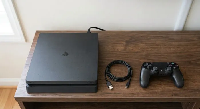 PS4 slim 1TB + controle + jogos + cabos, caixa e nota fiscal