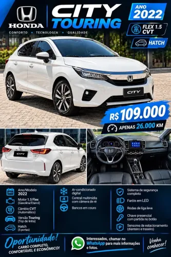 Honda City Hatchback Touring 1.5 Flex 16V Aut. 2022