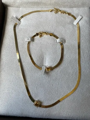 Colar e pulseira em prata 925 banhada a ouro 18k